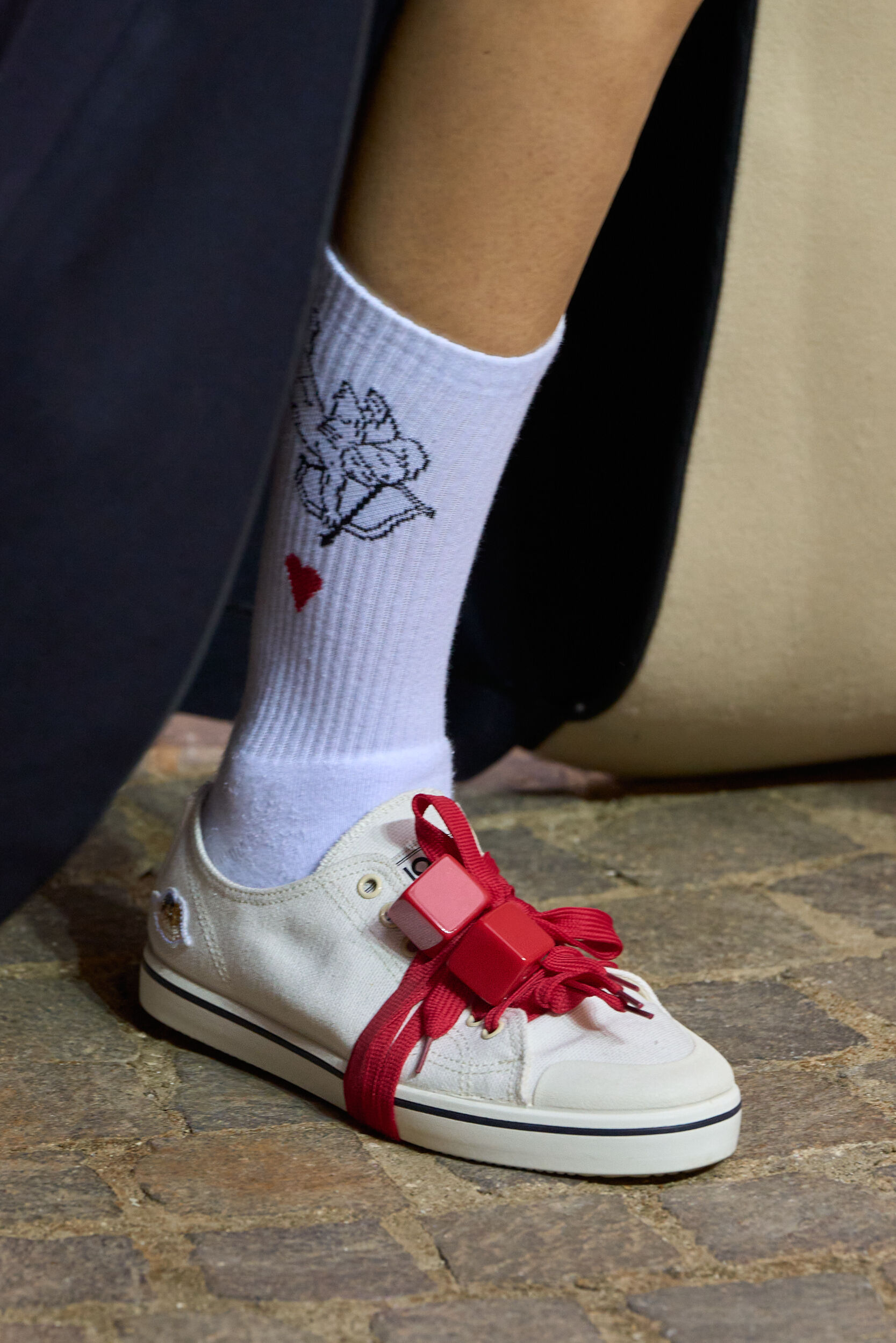 Cupid Heart Socks White